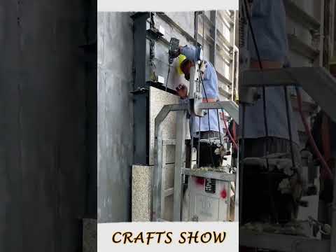 Hanging granite on the exterior wall #goodtools #machine #smartwork #craft #viral #short